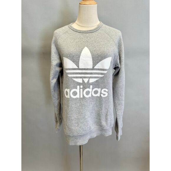 Adidas Originals Trefoil Crew Sweatshirt in Gray Size Small - Picture 12 of 12
